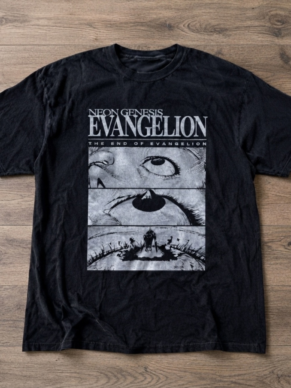 Gildan Black Neon Genesis Evangelion Graphic Tee